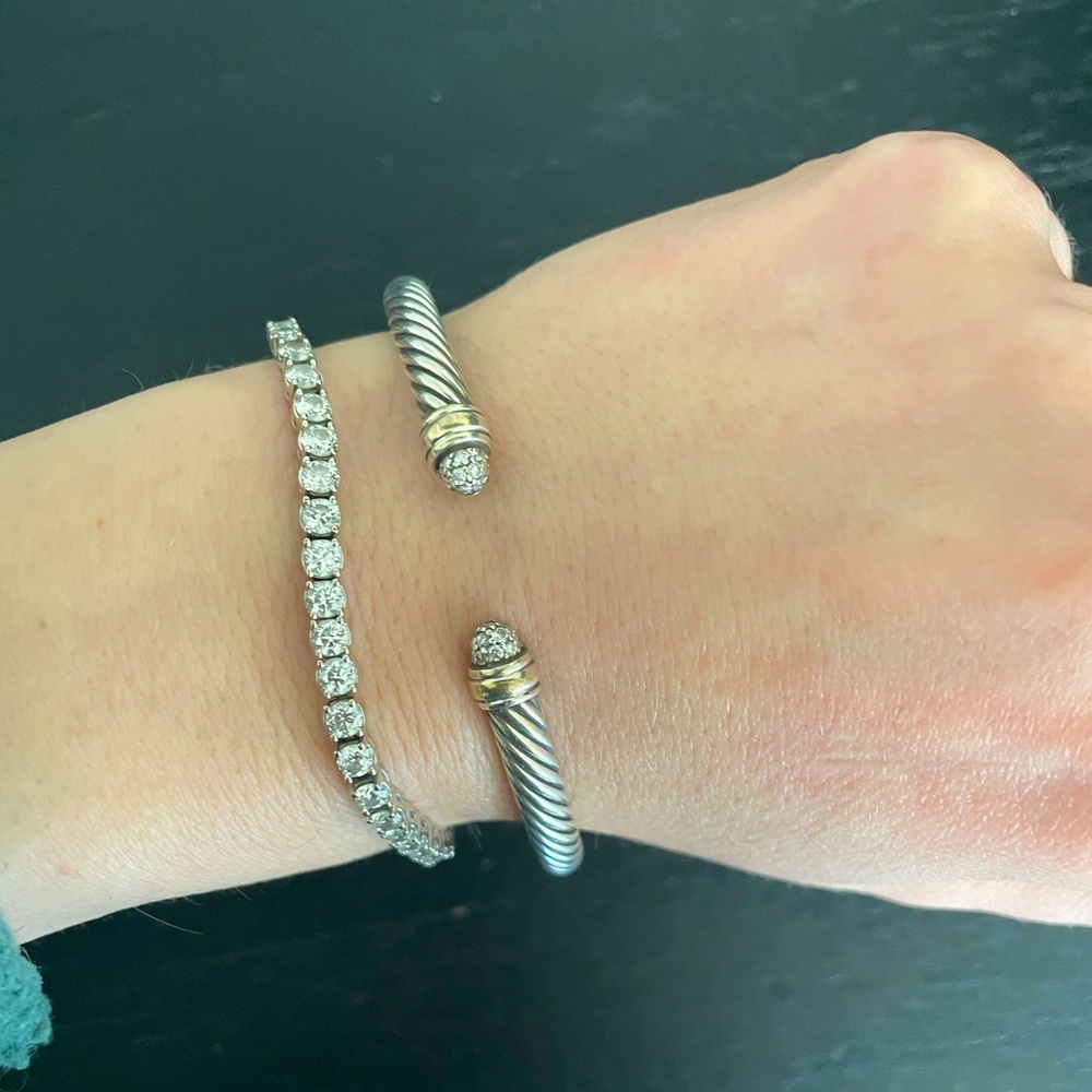 David Yurman Cable Classics Bracelet in Sterling Silver with Pavé Diamond Domes